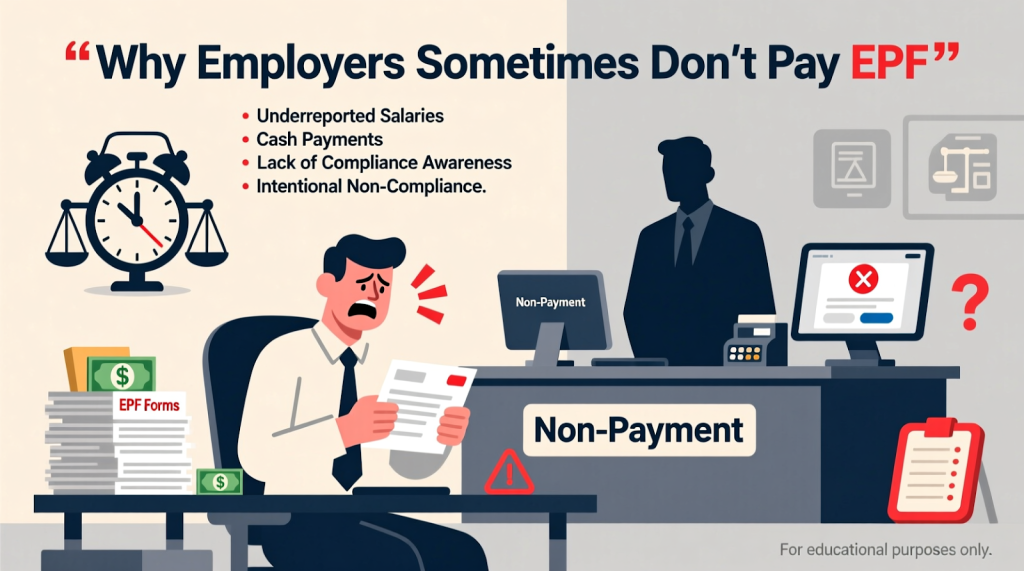Employer deducts EPF but not paying 